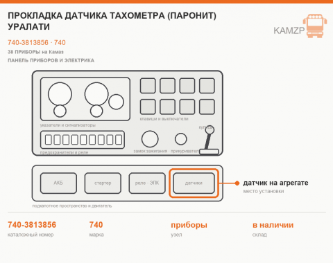 Прокладка датчика тахометра (паронит) УралАти - фото