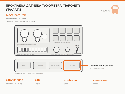 Прокладка датчика тахометра (паронит) УралАти фото