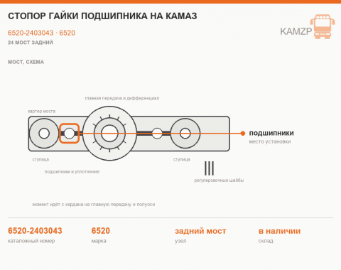 Стопор гайки подшипника на КАМАЗ, каталожный номер 6520-2403043