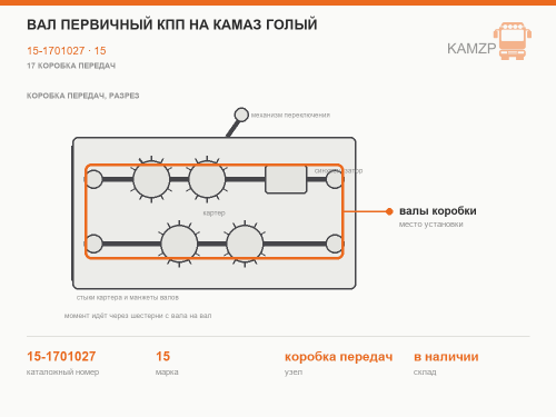 Вал первичный КПП на Камаз голый фото