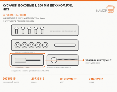 Кусачки боковые l 200 мм двухком.рук. низ, каталожный номер 20735315