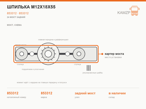 Шпилька М12х18х55 фото