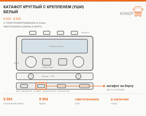 Катафот круглый с крепленем (уши) белый