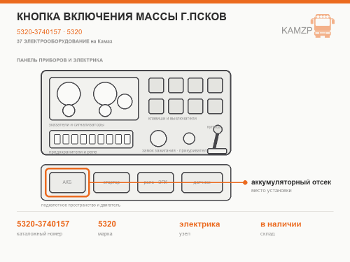 Кнопка включения массы г.Псков, каталожный номер 5320-3740157
