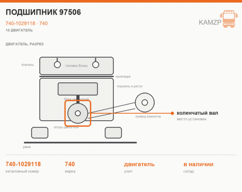 Подшипник 97506, каталожный номер 740-1029118