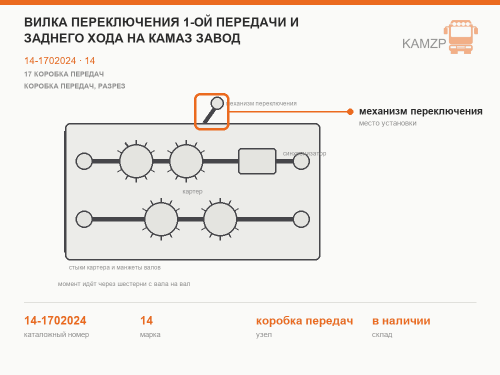 Вилка переключения 1-ой передачи и заднего хода на Камаз завод фото