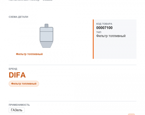Фильтр топливный difa 6322е (на ГАЗель)