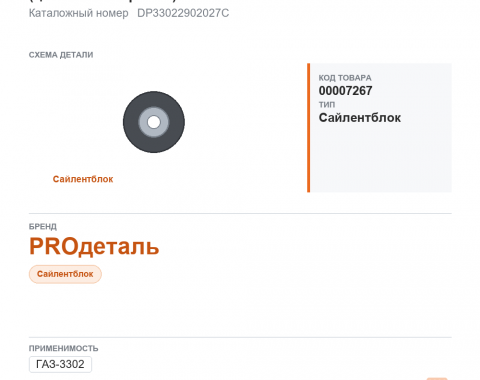 Сайлентблок ушка рессоры для Газель, а/м ГАЗ 3302 (цинковое покрытие) "PROдеталь" - фото