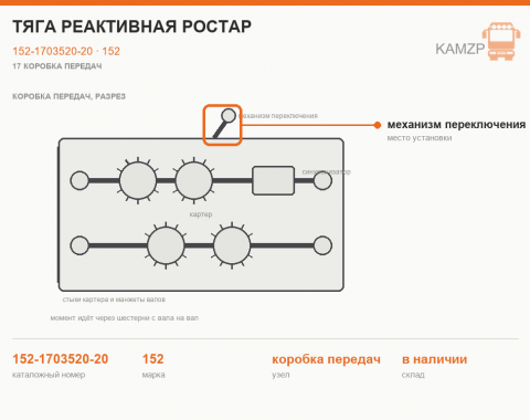 Тяга реактивная Ростар, каталожный номер 152-1703520-20