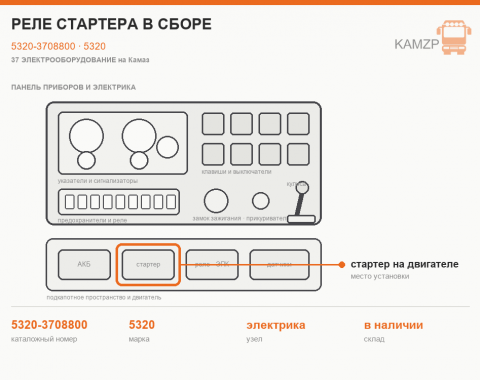 Реле стартера в сборе, каталожный номер 5320-3708800