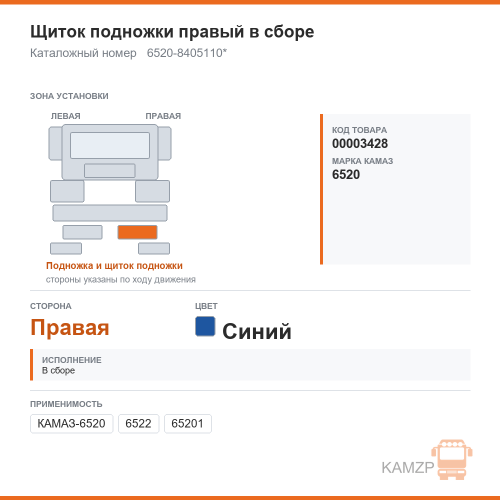 Щиток подножки правый в сборе СИНИЙ фото