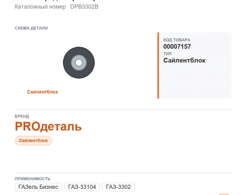 Сайлентблок ушка рессоры для  Газель. а/м ГАЗ 3302-Бизнес, 33104 передней рессоры "PROдеталь" - фото