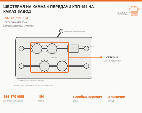 Шестерня на Камаз  4-передачи КПП-154 на Камаз завод - фото
