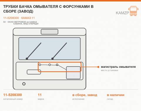 Трубки бачка омывателя с форсунками в сборе (завод), каталожный номер 11-5208300