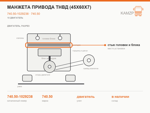 Манжета привода ТНВД (45х60х7), каталожный номер 740.50-1029238