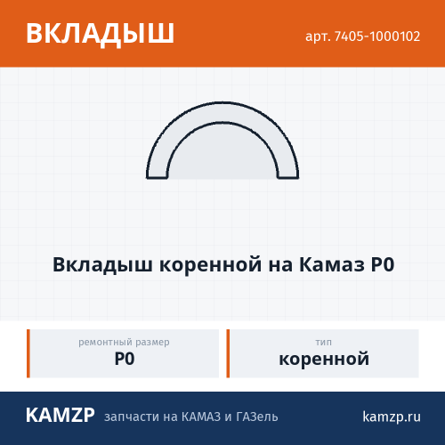 Вкладыш коренной на Камаз  Р0 фото