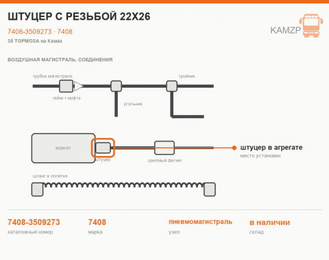 Штуцер с резьбой 22х26 - фото