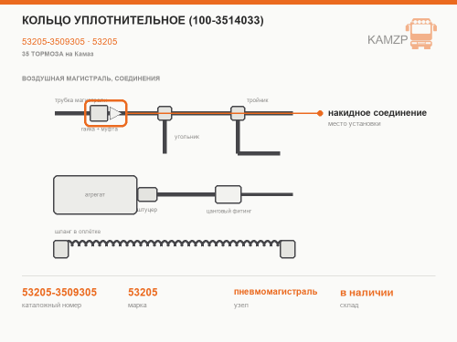 Кольцо уплотнительное (100-3514033), каталожный номер 53205-3509305