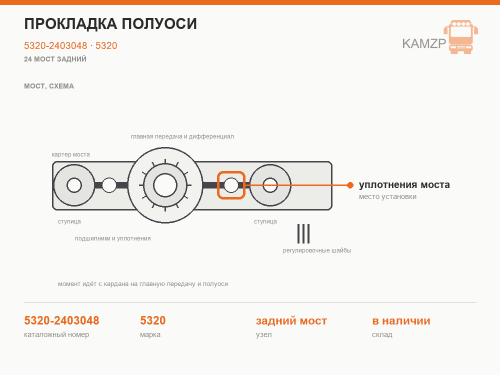 Прокладка полуоси, каталожный номер 5320-2403048