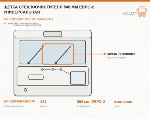 Щетка стеклоочистителя 500 мм Евро-2 универсальная - фото