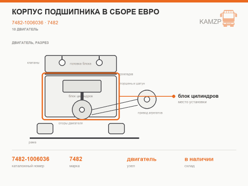 Корпус подшипника в сборе Евро, каталожный номер 7482-1006036
