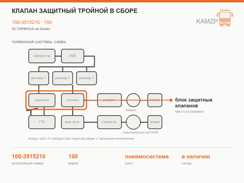 Клапан защитный тройной в сборе, каталожный номер 100-3515210