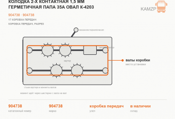 Колодка 2-х контактная 1,5 мм герметичная папа 35А овал к-4203 фото