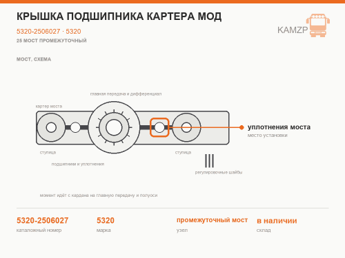 Крышка подшипника картера мод, каталожный номер 5320-2506027
