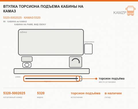 Втулка торсиона подъема кабины на Камаз - фото
