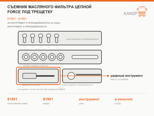 Съемник масляного фильтра цепной FORCE под трещетку фото
