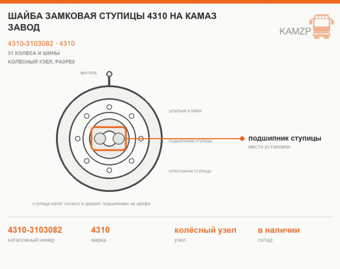 Шайба замковая ступицы 4310 на КАМАЗ завод, каталожный номер 4310-3103082