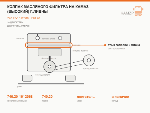 Колпак масляного фильтра на КАМАЗ (высокий) г.Ливны, каталожный номер 740.20-1012068