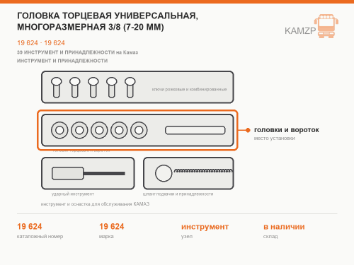 Головка торцевая универсальная, многоразмерная 3/8 (7-20 мм)