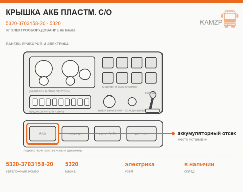 Крышка акб пластм. с/о, каталожный номер 5320-3703158-20