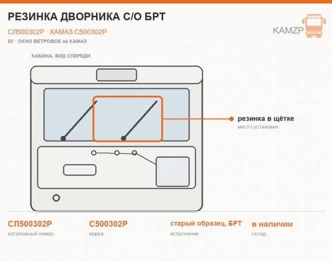 Резинка дворника с/о БРТ - фото