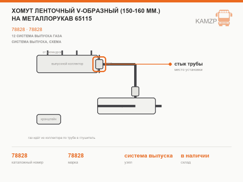 Хомут ленточный V-образный (150-160 мм.) на металлорукав 65115 фото