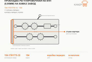 Прокладка регулировочная на КПП (0,95мм) на Камаз завод фото