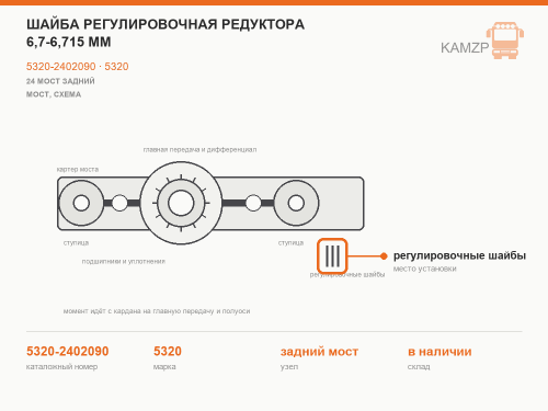 Шайба регулировочная редуктора 6,7-6,715 мм фото