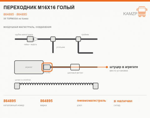 Переходник М16х16 голый - фото