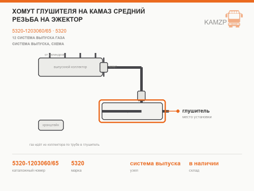 Хомут глушителя на Камаз средний резьба на эжектор фото