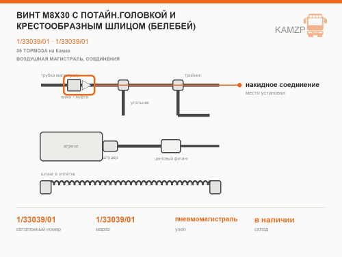 Винт М8х30 с потайн.головкой и крестообразным шлицом (Белебей), каталожный номер 1/33039/01