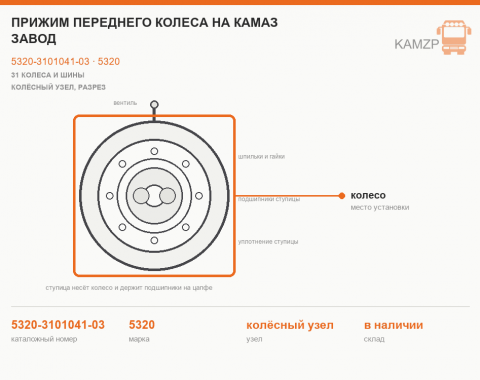 Прижим переднего колеса на КАМАЗ завод, каталожный номер 5320-3101041-03