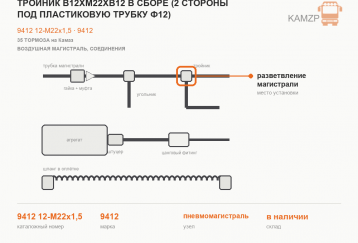 Тройник В12xМ22хВ12 в сборе (2 стороны под пластиковую трубку ф12) фото